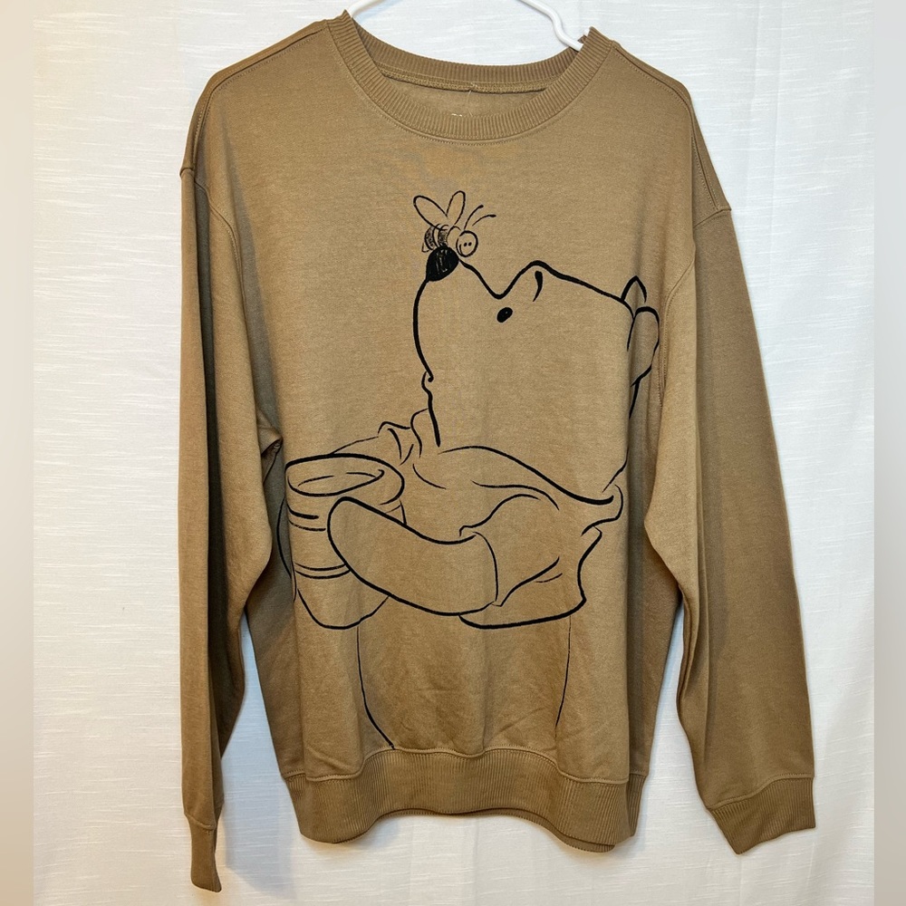 NWT Disney Womens XL Brown Winnie The Pooh Crewneck Sweatshirt